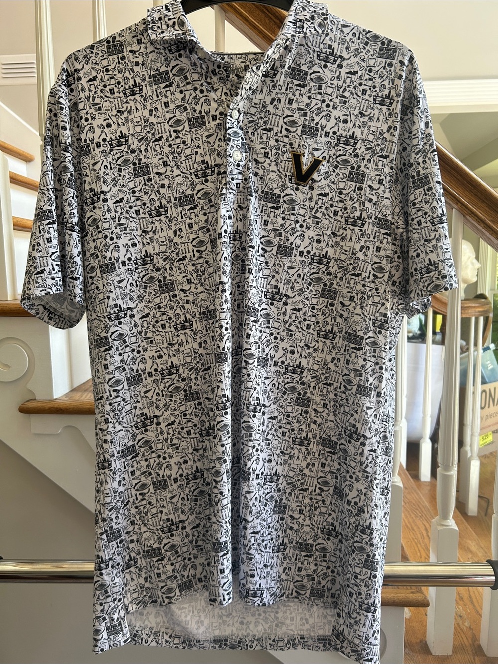johnnie-O Vanderbilt University College Sport Patterned Polo w/ V Embroidery